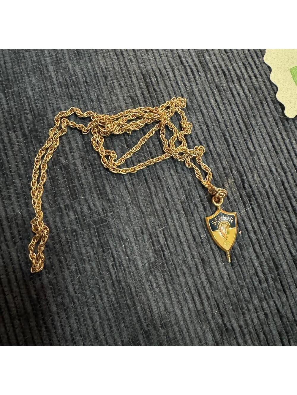 3-Vintage 1980 Jostens Senior Class Pendant Necklace Gold Tone